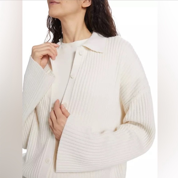 NEW Reformation Fantino Cashmere Collared Cardigan In Gossamer Size XL - Picture 16 of 17